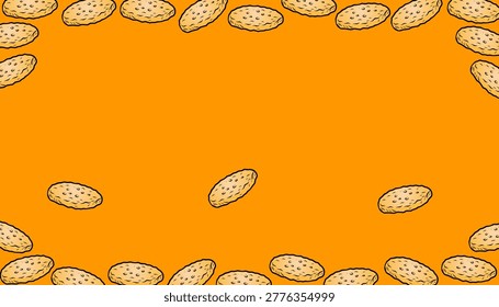 Hashbrown pattern illustration. Potato snack repeat background. Crispy fried texture design. Breakfast food minimal style. Fastfood wrapping surface.