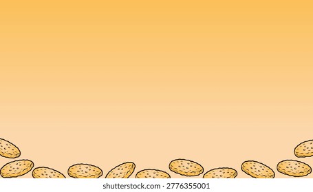 Hashbrown pattern illustration. Potato snack repeat background. Crispy fried texture design. Breakfast food minimal style. Fastfood wrapping surface.