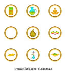 Hashish icon set. Cartoon style set of 9 hashish vector icons for web isolated on white background