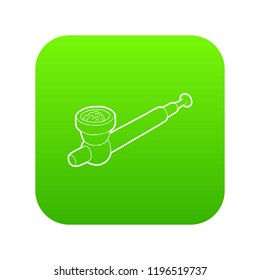 Hashish pipe icon green vector isolated on white background