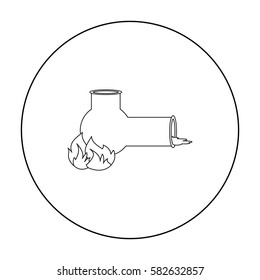 Hashish pipe icon in outline style isolated on white background. Drugs symbol stock vector illustration.