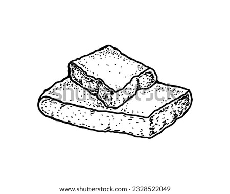 Hashish stick hand drawn vector illustration in sketch style. Hash pollen tablet Medical marijuana extraction
