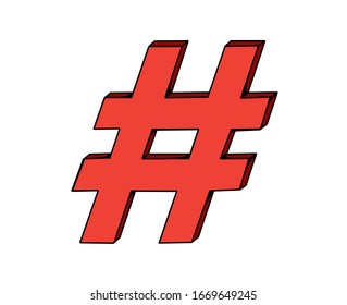 hashtag 3d icon vector illustration
