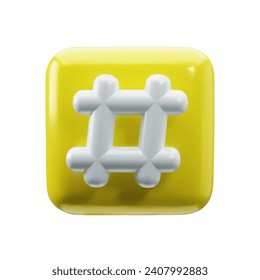 Hashtag 3d speech button icon on white background. Trendy and modern vector in 3d style. Concept of number sign, social media symbol, micro blogging