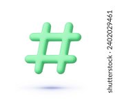 Hashtag 3d for web design. Social network communication concept. Phone icon. Vector icon illustration