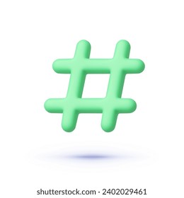 Hashtag 3d für Webdesign. Kommunikationskonzept für soziale Netze. Telefonsymbol. Vektorsymbol-Illustration