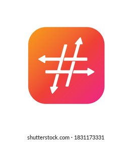 vector de diseño de aplicación de logotipo de flecha de hashtag