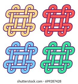 Hashtag. Badge, icon, logo set. Vector illustrations in celtic style on white background.
