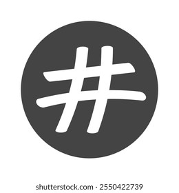 Hashtag in black circle sign. Vector illustration