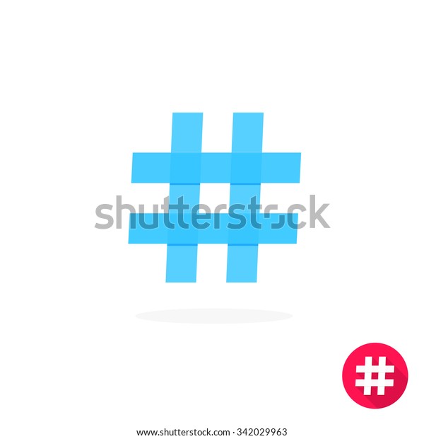 Hashtag Blue Icon Transparent Paper Flat Stock Vector (Royalty Free