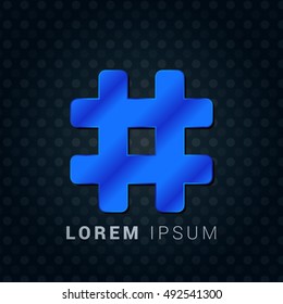 Hashtag Blue metallic chromium precious Icon / Logo Design