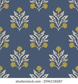 Hashtag Cads floral block print pattern, floral pattern, batik print, seamless Asian pattern. EPS file format.