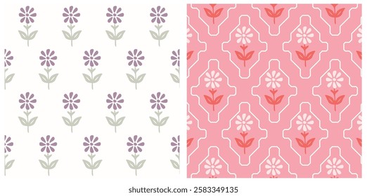 Hashtag CADS Geo Floral Pattern. Daisy Floral Pattern. Valentine Day floral Pattern. EPS File Format. 