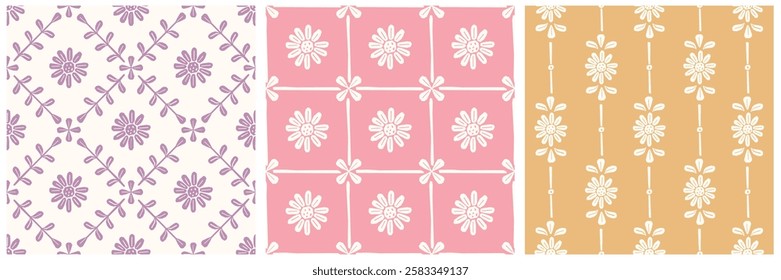 Hashtag CADS Geo Floral Pattern. Daisy Floral Pattern. Valentine Day floral Pattern. EPS File Format. 