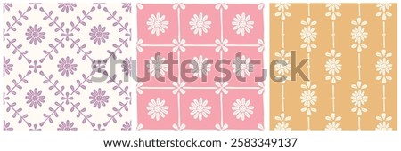 Hashtag CADS Geo Floral Pattern. Daisy Floral Pattern. Valentine Day floral Pattern. EPS File Format. 