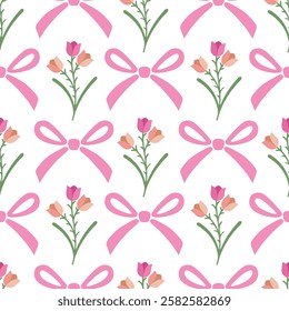 HASHTAG CADS Vector colourful cute Bow knots, pink ribbon bow seamless pattern. Wedding celebration, holiday, party decoration, gift, present concept. cute coquette pattern seamless.