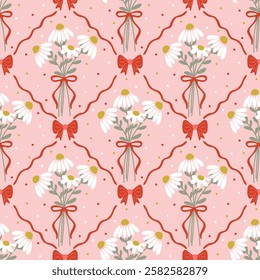 HASHTAG CADS Vector colourful cute Bow knots, pink ribbon bow seamless pattern. Wedding celebration, holiday, party decoration, gift, present concept. cute coquette pattern seamless.