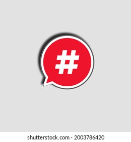 Hashtag in circle icon. Vector illustration for graphic design, Web, UI, app.