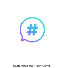 Hashtag in circle icon. Vector illustration for graphic design, Web, UI, app.