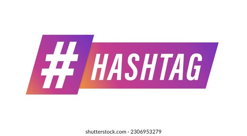 Hashtag, Kommunikationszeichen. Slogan-Abzeichen. Banner sozialer Netzwerke. Vektorgrafik