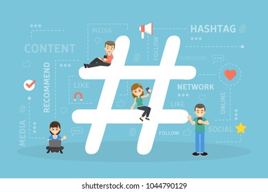 Hashtag concept illustration. Idea of internet and social media.
