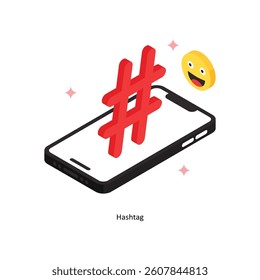 Hashtag Concept isometric Style Illustrations. Eps 10 File 