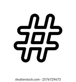 Hashtag. Editable stroke vector icon.