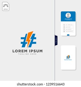hashtag and flash concept logo template vector illustration, free business card design