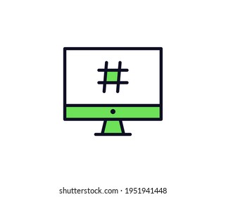 Hashtag flat icon. Thin line signs for design logo, visit card, etc. Single high-quality outline symbol for web design or mobile app. Siign outline pictogram.