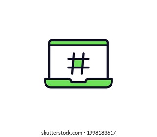 Hashtag flat icon. Thin line signs for design logo, visit card, etc. Single high-quality outline symbol for web design or mobile app. Siign outline pictogram.
