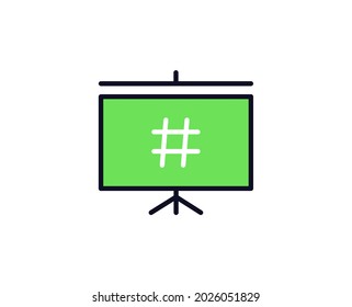 Hashtag flat icon. Thin line signs for design logo, visit card, etc. Single high-quality outline symbol for web design or mobile app. Siign outline pictogram.