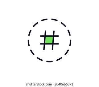 Hashtag flat icon. Thin line signs for design logo, visit card, etc. Single high-quality outline symbol for web design or mobile app. Siign outline pictogram.