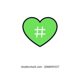 Hashtag flat icon. Thin line signs for design logo, visit card, etc. Single high-quality outline symbol for web design or mobile app. Siign outline pictogram.