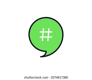 Hashtag flat icon. Thin line signs for design logo, visit card, etc. Single high-quality outline symbol for web design or mobile app. Siign outline pictogram.