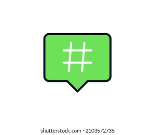 Hashtag flat icon. Thin line signs for design logo, visit card, etc. Single high-quality outline symbol for web design or mobile app. Siign outline pictogram.