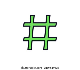 Hashtag flat icon. Thin line signs for design logo, visit card, etc. Single high-quality outline symbol for web design or mobile app. Siign outline pictogram.