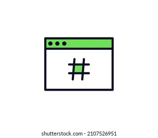 Hashtag flat icon. Thin line signs for design logo, visit card, etc. Single high-quality outline symbol for web design or mobile app. Siign outline pictogram.