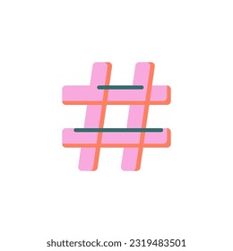 Hashtag flat icon, vector sign, colorful pictogram isolated on white. Hashtag symbol, logo illustration. Flat style design