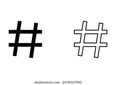 Hashtag flat style icon shape. Social media logo symbol sign. Hash tag feed button. Vector illustration image. Isolated on white background. Eps file 146.