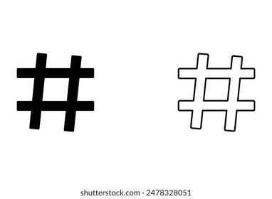 Hashtag flat style icon shape. Social media logo symbol sign. Hash tag feed button. Vector illustration image. Isolated on white background. Eps file 147.