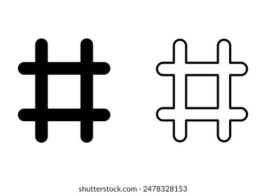 Hashtag flat style icon shape. Social media logo symbol sign. Hash tag feed button. Vector illustration image. Isolated on white background. Eps file 145.