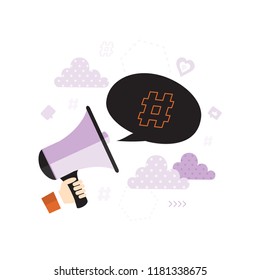 Hashtag flat vector concept. Social network 