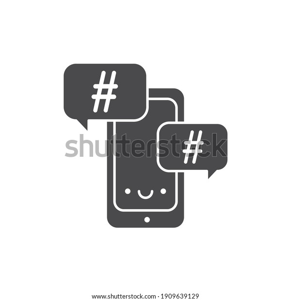 Hashtag glyph\
black icon. SMM promotion. Sign for web page, mobile app, button,\
logo. Vector isolated\
element.