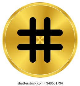 hashtag - gold vector icon
