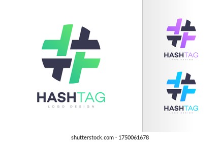 Hashtag. Hash Tag Colorful Icon Emoji Modern Professional Logo Design Vector Template