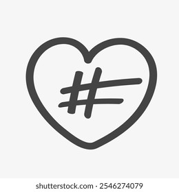 Hashtag in the heart. Vector illustration