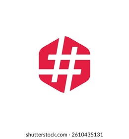 Hashtag Hexagon Logo design vector template isolated on white background