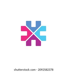 Hashtag House Arrow Logo Template - Vector Illustration