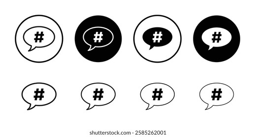 Hashtag icon Black line art vector logo set