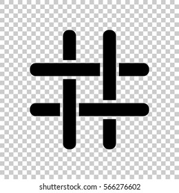 Hashtag icon. Black icon on transparent background.